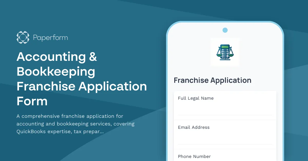 Accounting & Bookkeeping Franchise Application Form
