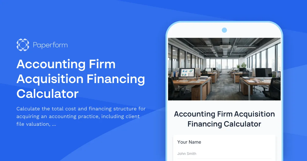 Accounting Firm Acquisition Financing Calculator