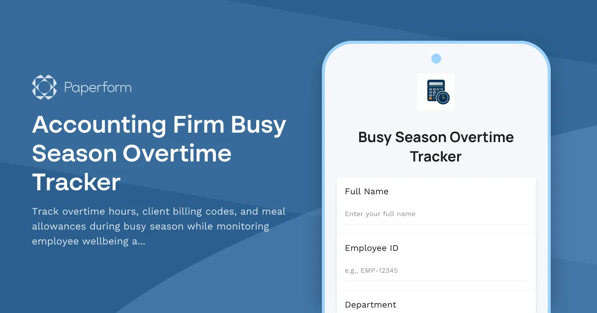 Accounting Firm Busy Season Overtime Tracker