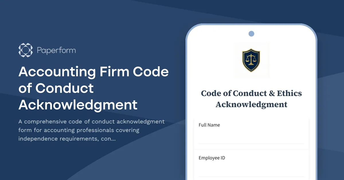 Accounting Firm Code of Conduct Acknowledgment
