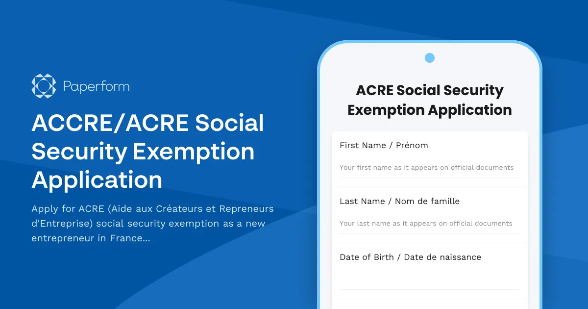 ACCRE/ACRE Social Security Exemption Application