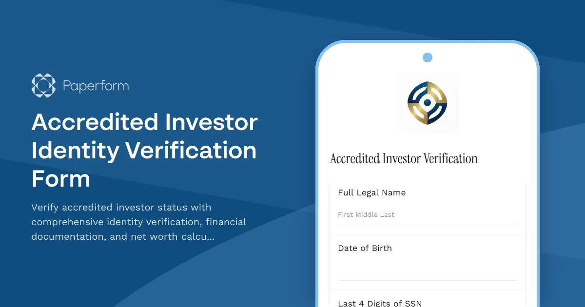 Accredited Investor Identity Verification Form