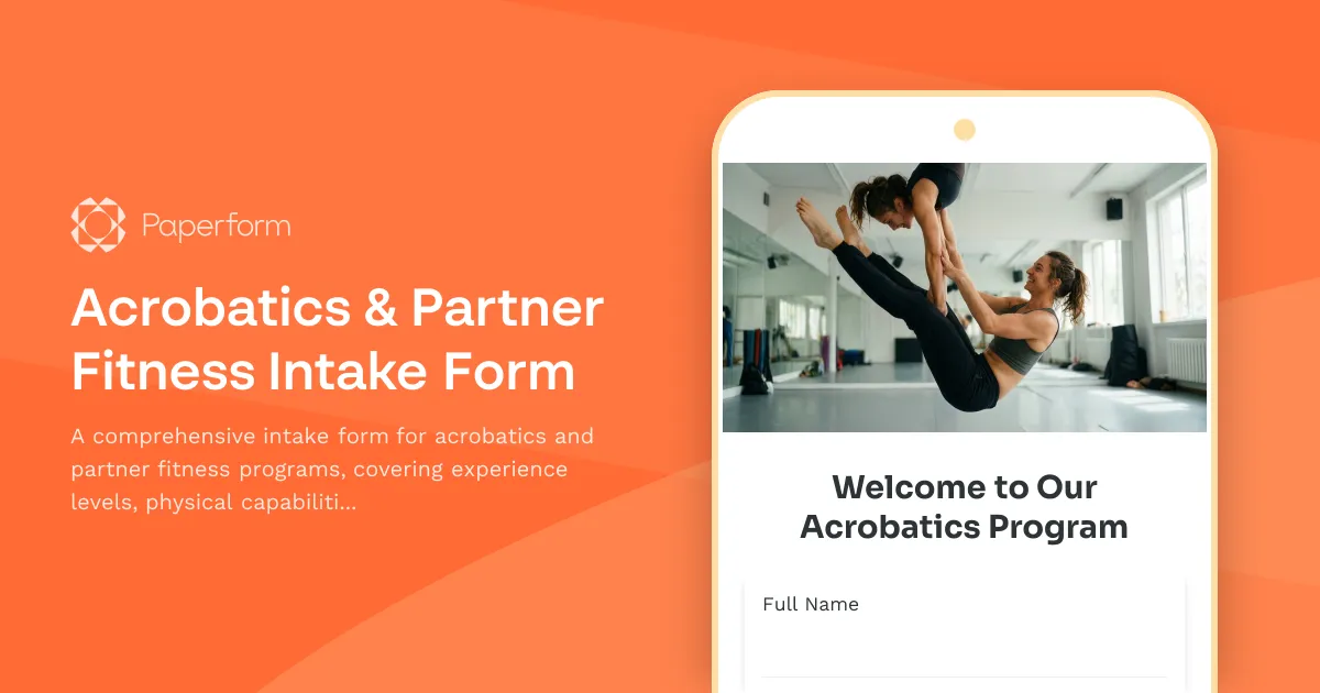 Acrobatics & Partner Fitness Intake Form