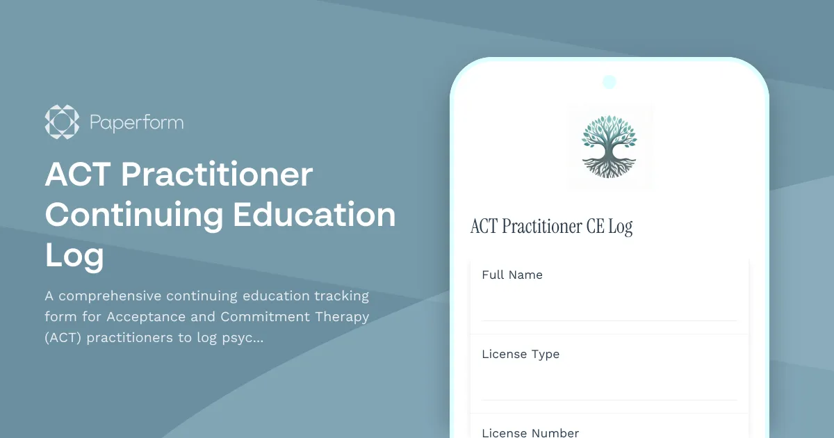 ACT Practitioner Continuing Education Log