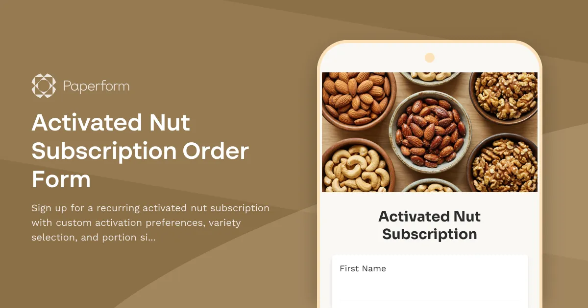 Activated Nut Subscription Order Form