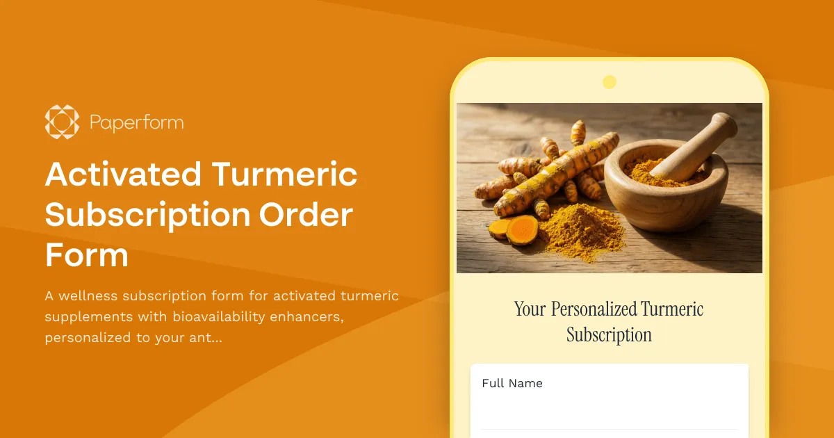 Activated Turmeric Subscription Order Form