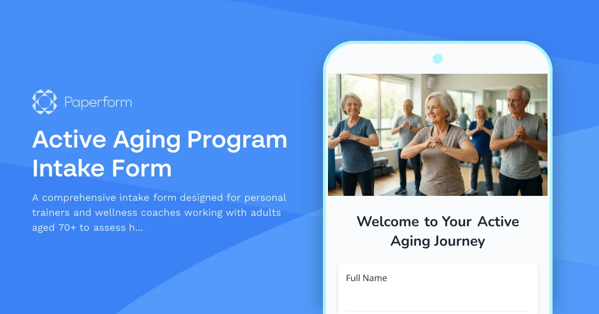 Active Aging Program Intake Form