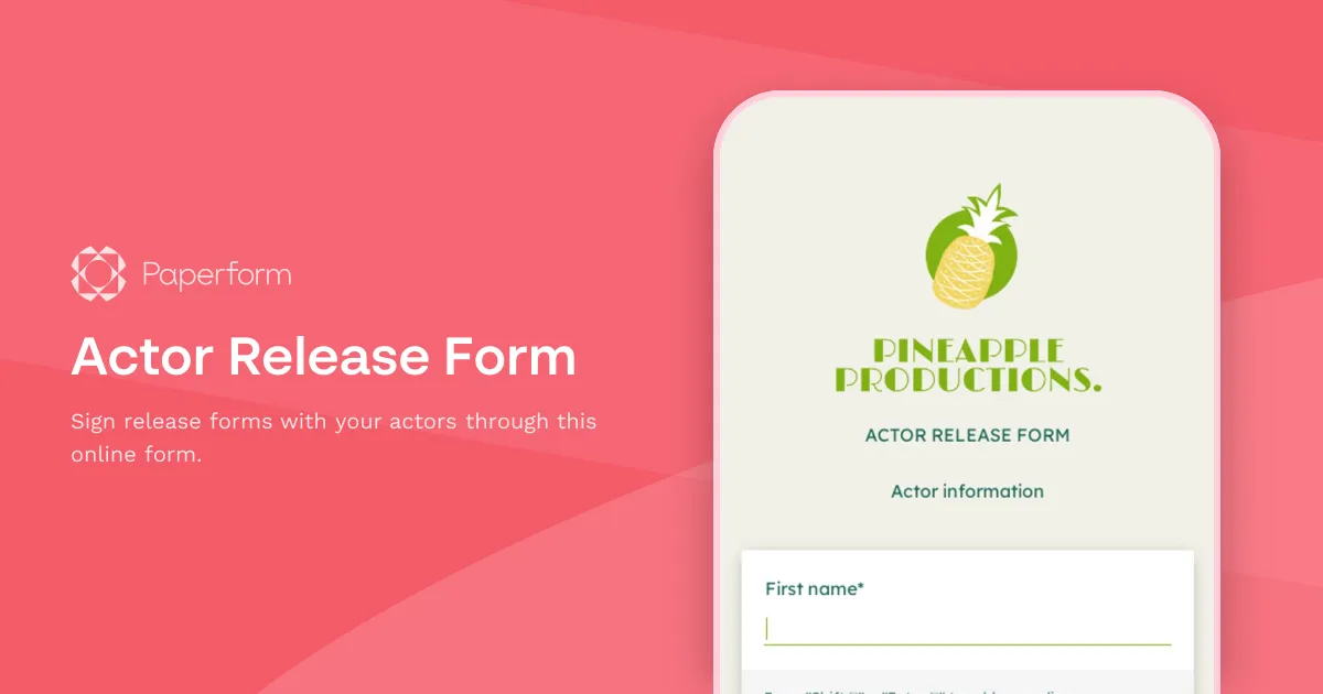 Actor Release Form