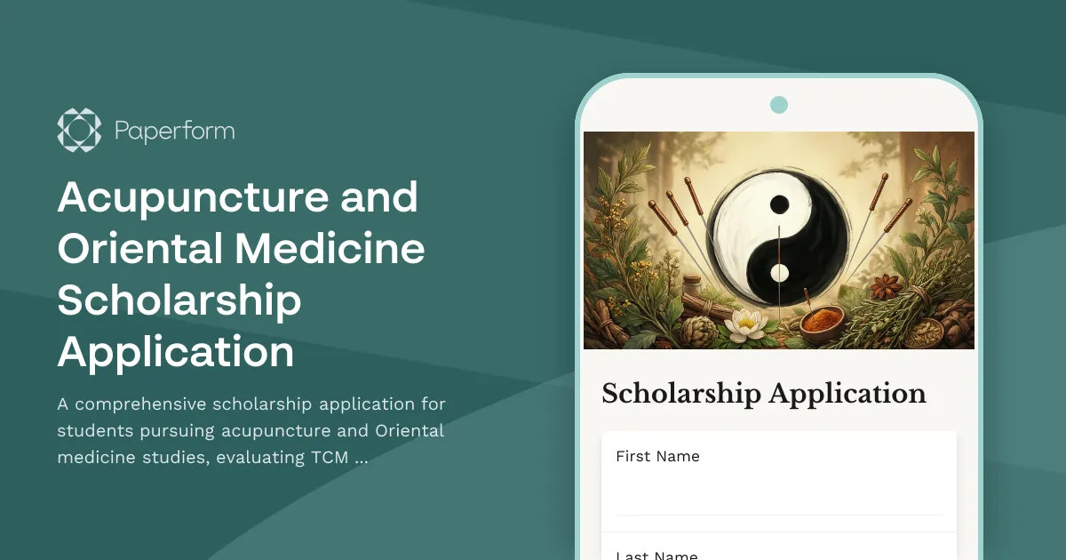 Acupuncture and Oriental Medicine Scholarship Application