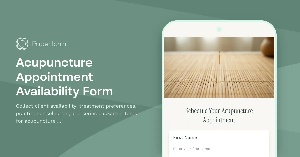 Acupuncture Appointment Availability Form