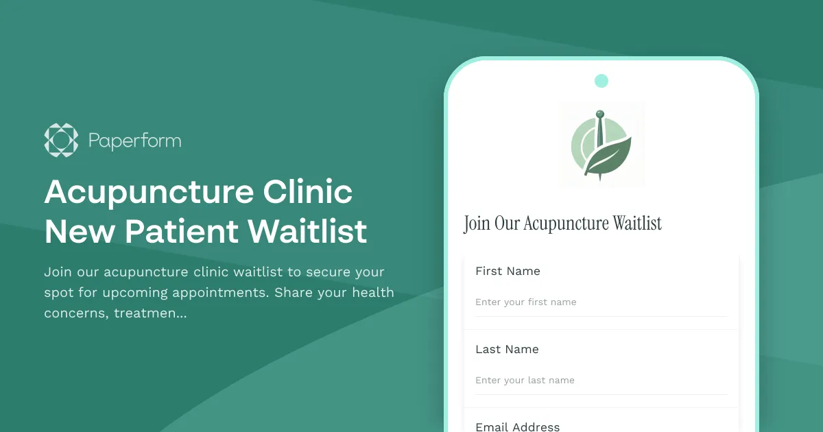 Acupuncture Clinic New Patient Waitlist