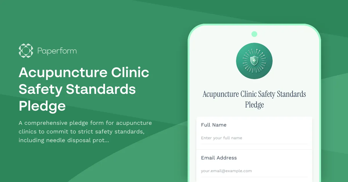 Acupuncture Clinic Safety Standards Pledge