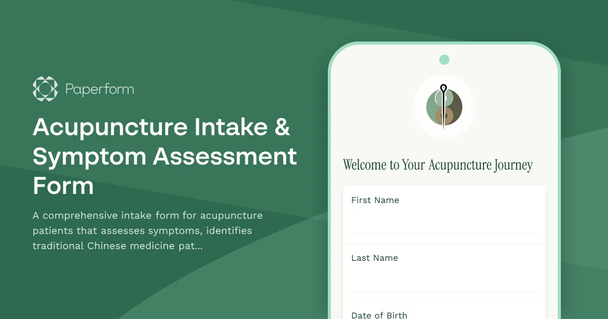 Acupuncture Intake & Symptom Assessment Form
