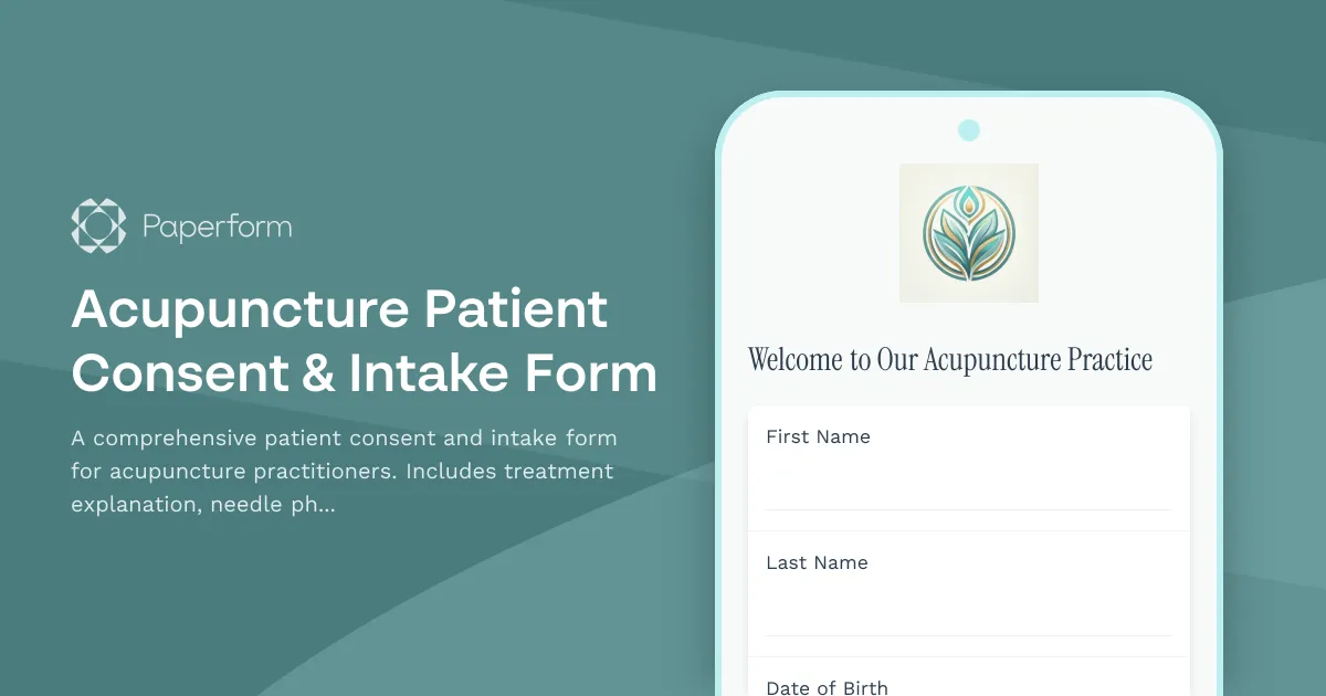 Acupuncture Patient Consent & Intake Form