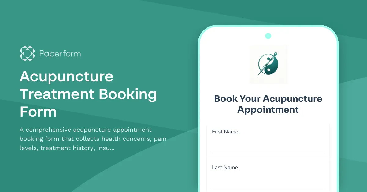 Acupuncture Treatment Booking Form