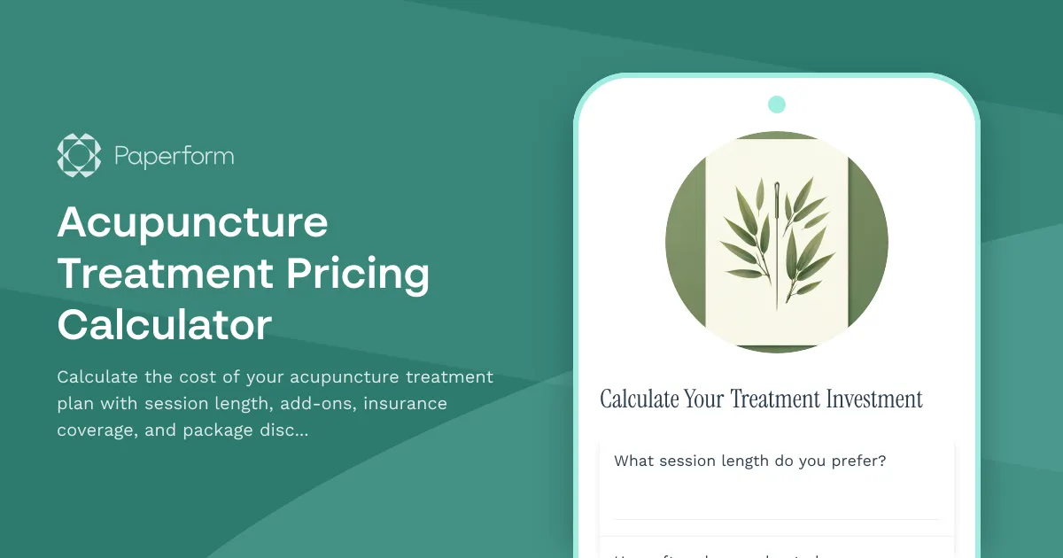Acupuncture Treatment Pricing Calculator