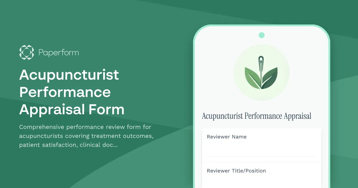 Acupuncturist Performance Appraisal Form