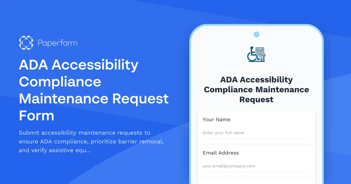 ADA Accessibility Compliance Maintenance Request Form