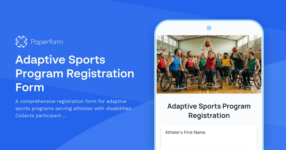 Adaptive Sports Program Registration Form