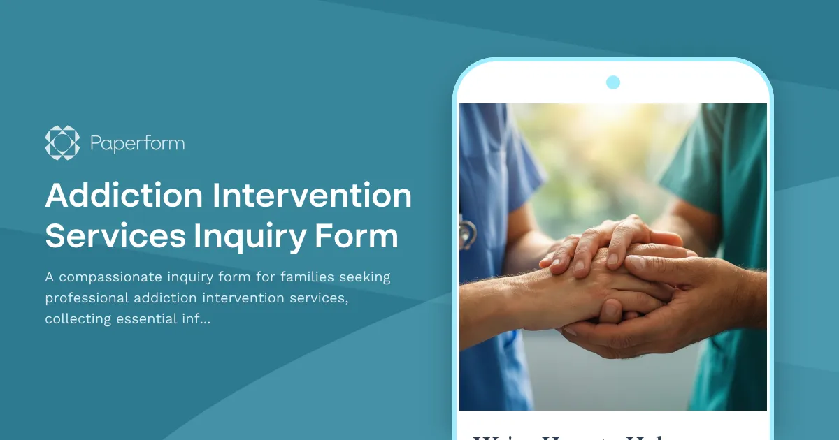 Addiction Intervention Services Inquiry Form