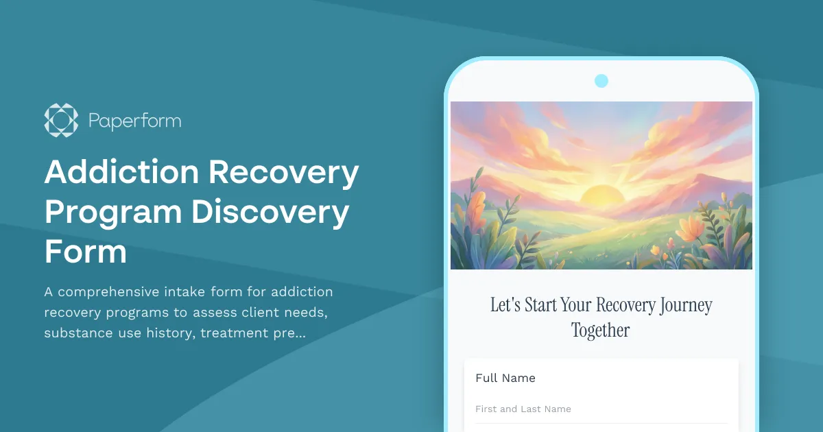 Addiction Recovery Program Discovery Form