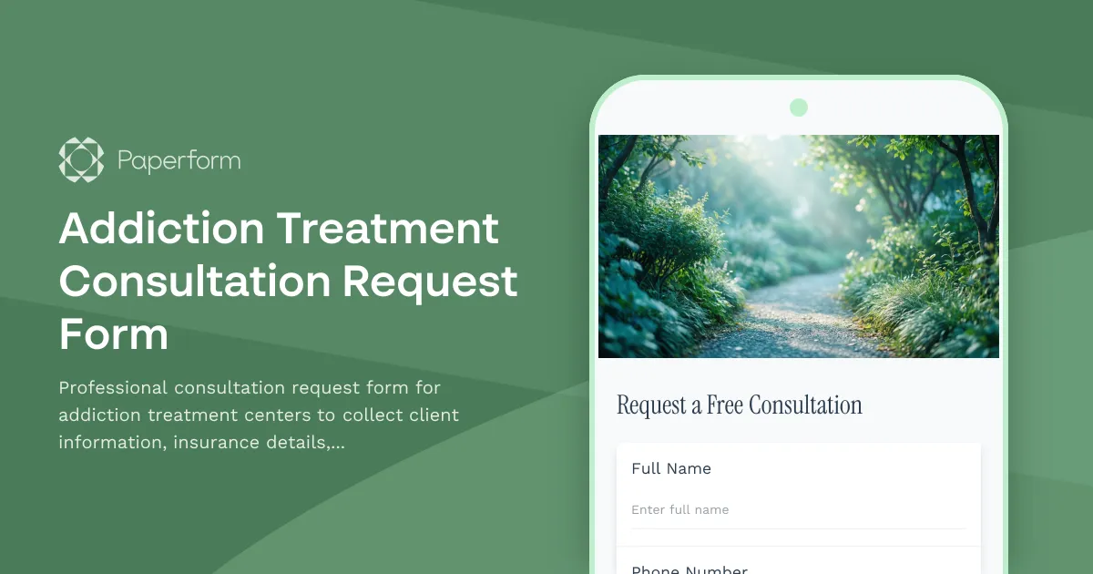 Addiction Treatment Consultation Request Form