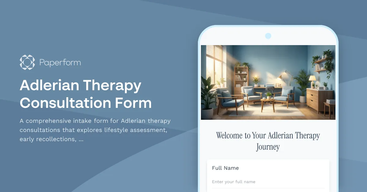 Adlerian Therapy Consultation Form
