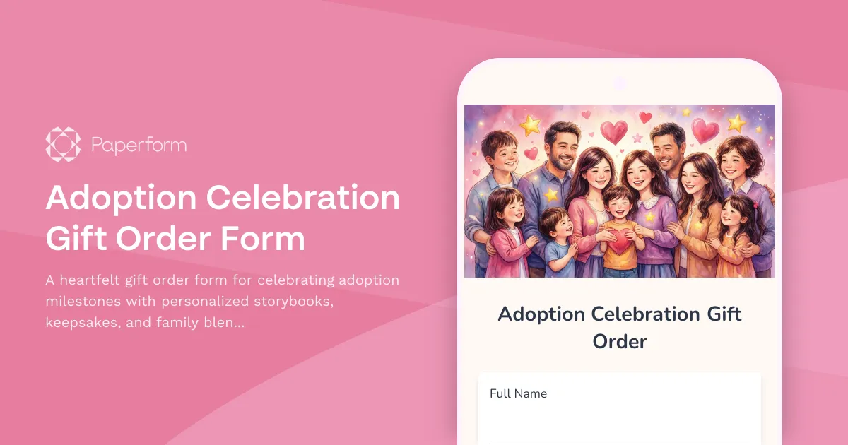 Adoption Celebration Gift Order Form