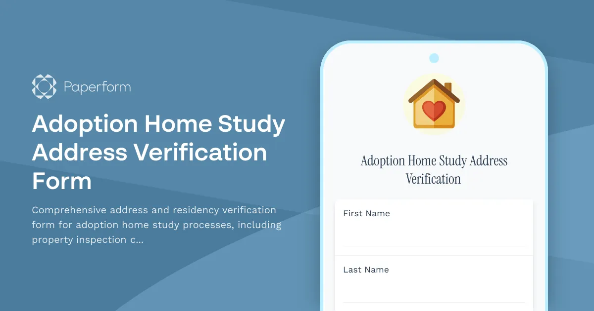 Adoption Home Study Address Verification Form