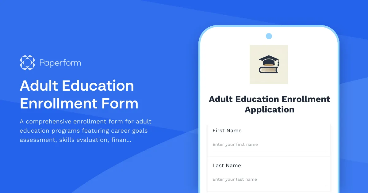 Adult Education Enrollment Form
