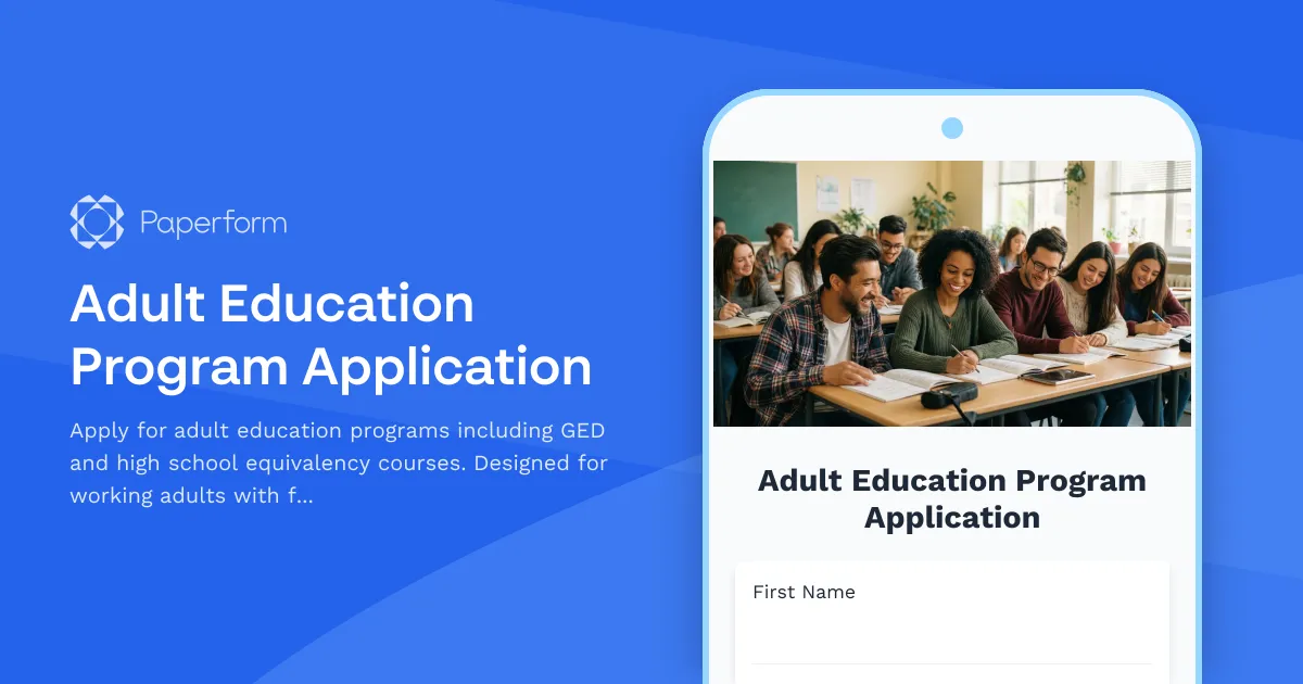 Adult Education Program Application
