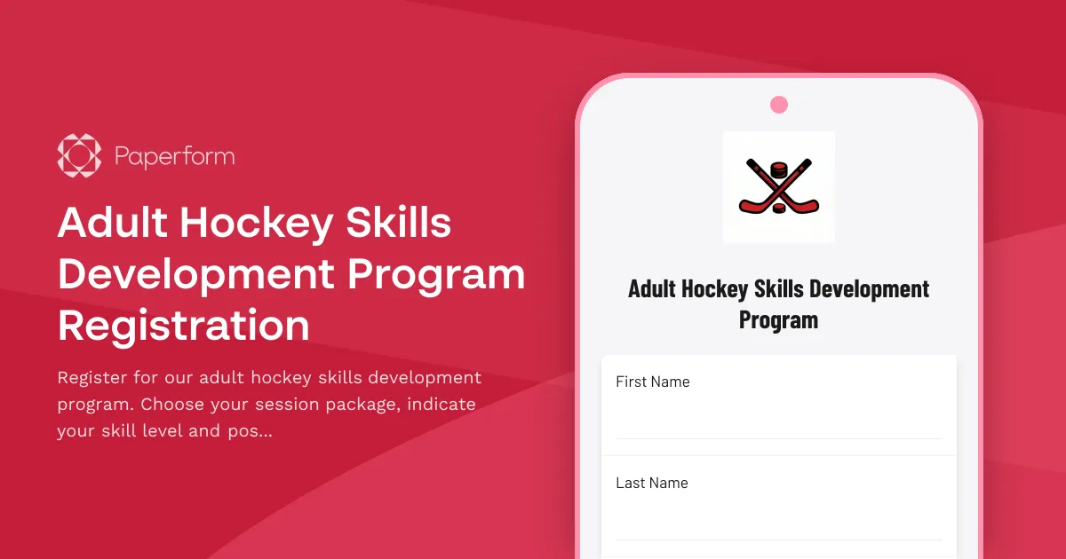 Adult Hockey Skills Development Program Registration