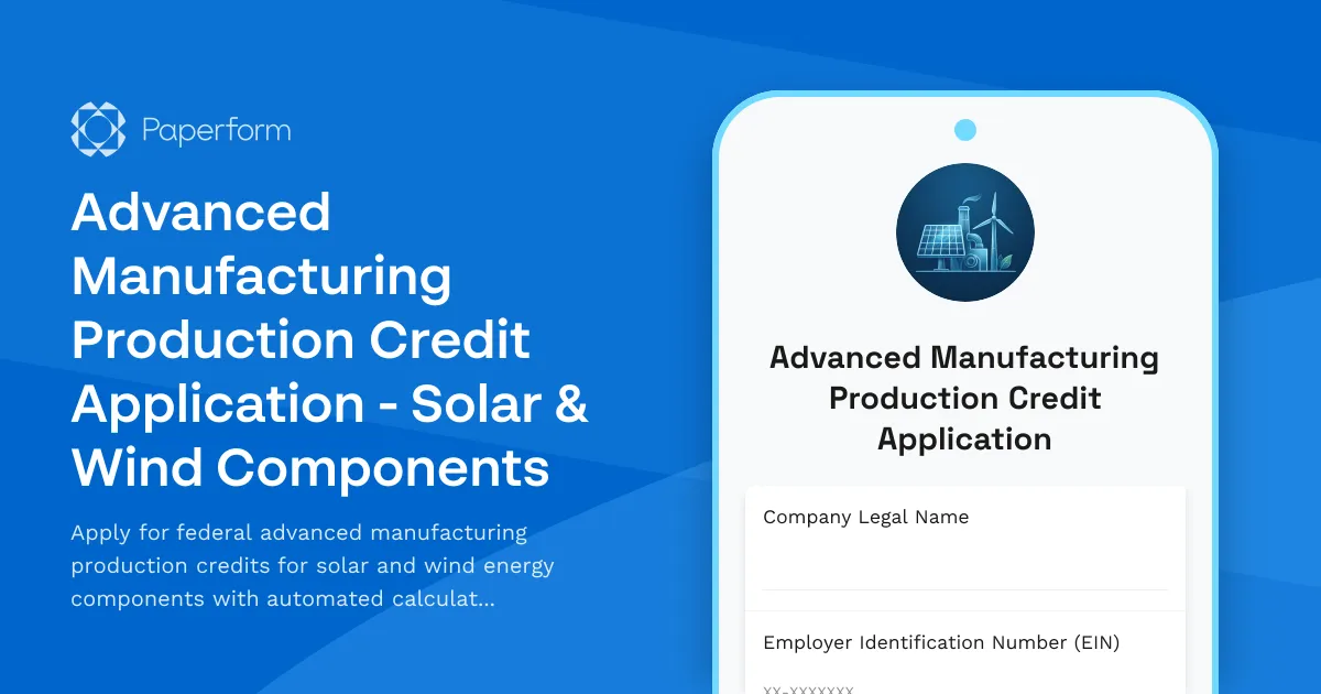 Advanced Manufacturing Production Credit Application - Solar & Wind Components