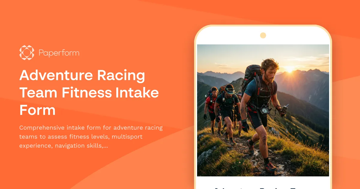 Adventure Racing Team Fitness Intake Form
