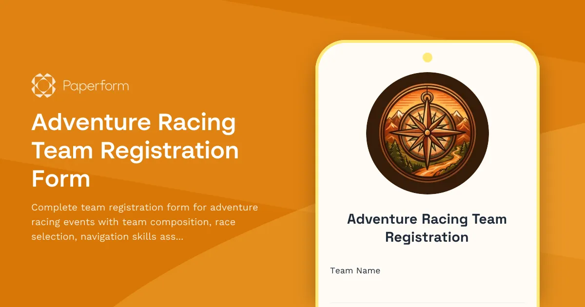 Adventure Racing Team Registration Form
