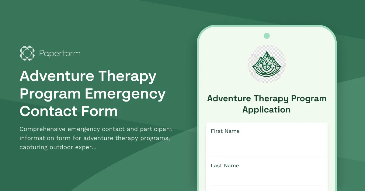 Adventure Therapy Program Emergency Contact Form
