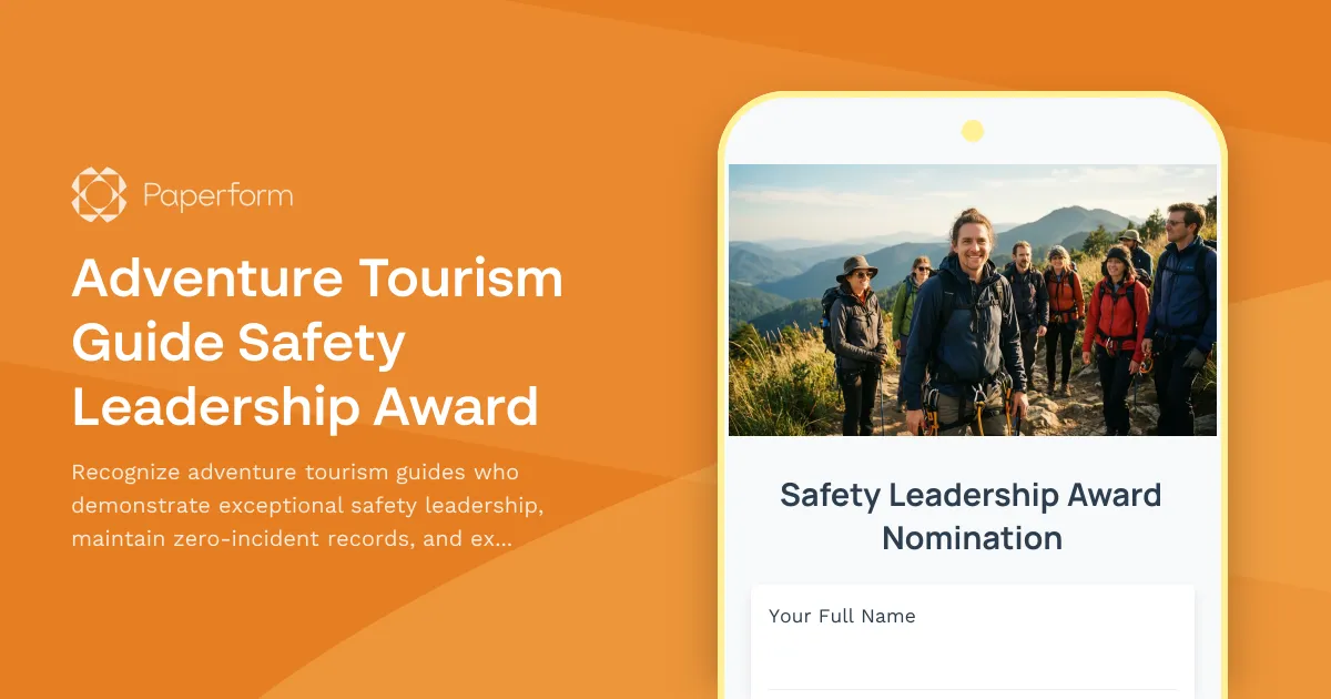 Adventure Tourism Guide Safety Leadership Award