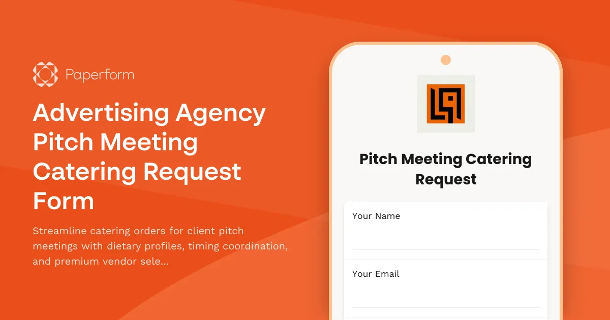 Advertising Agency Pitch Meeting Catering Request Form