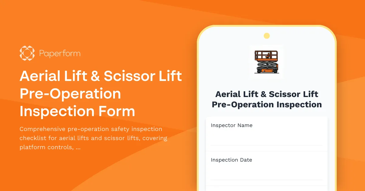 Aerial Lift & Scissor Lift Pre-Operation Inspection Form