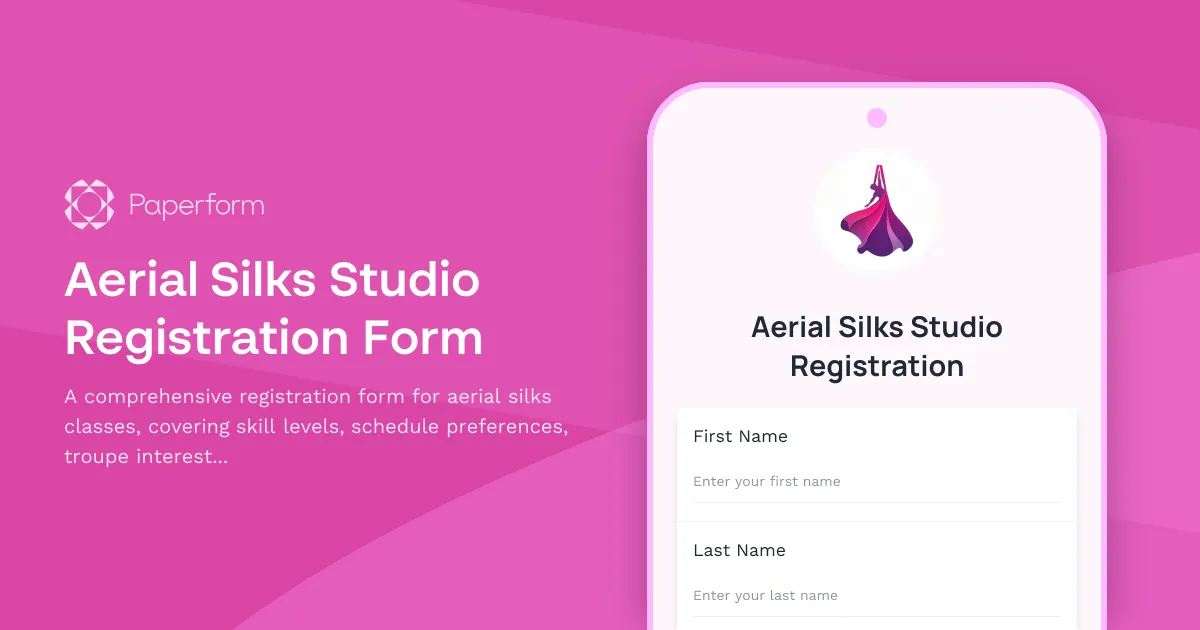 Aerial Silks Studio Registration Form