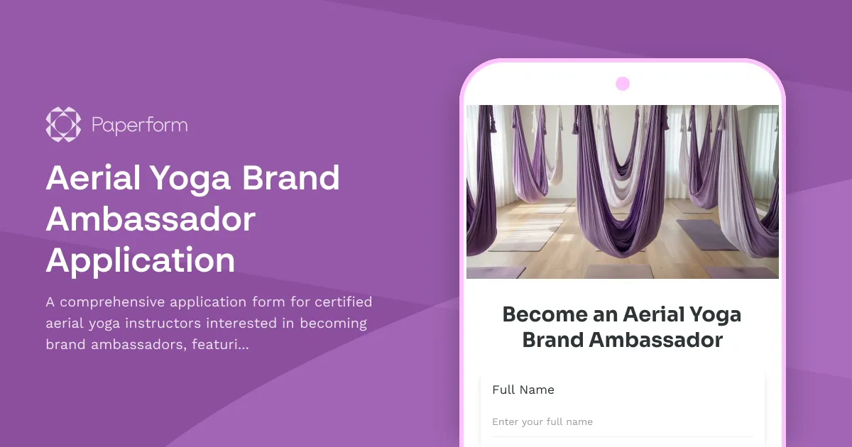 Aerial Yoga Brand Ambassador Application