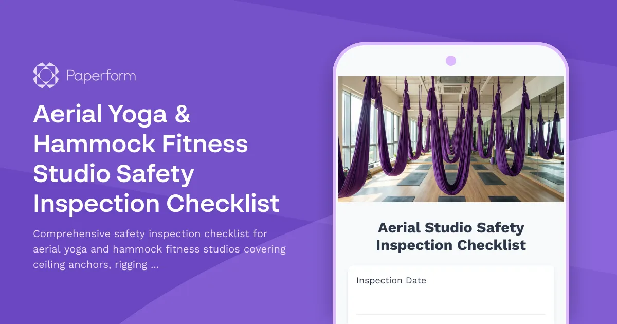 Aerial Yoga & Hammock Fitness Studio Safety Inspection Checklist