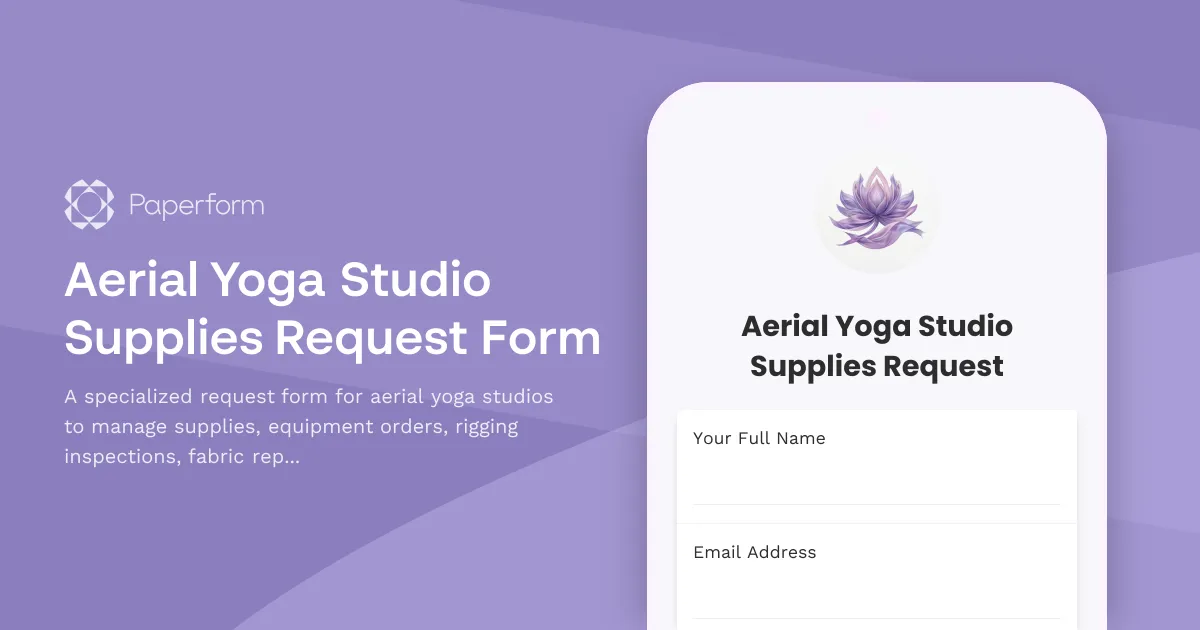 Aerial Yoga Studio Supplies Request Form