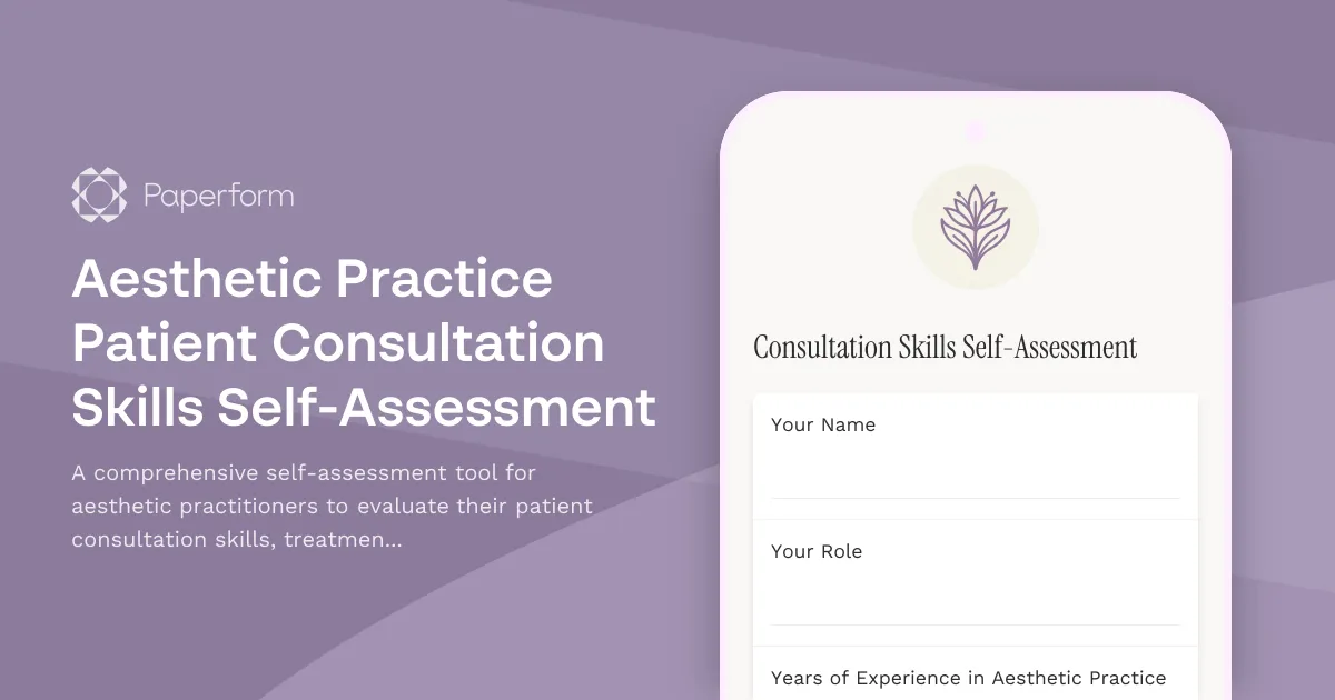 Aesthetic Practice Patient Consultation Skills Self-Assessment