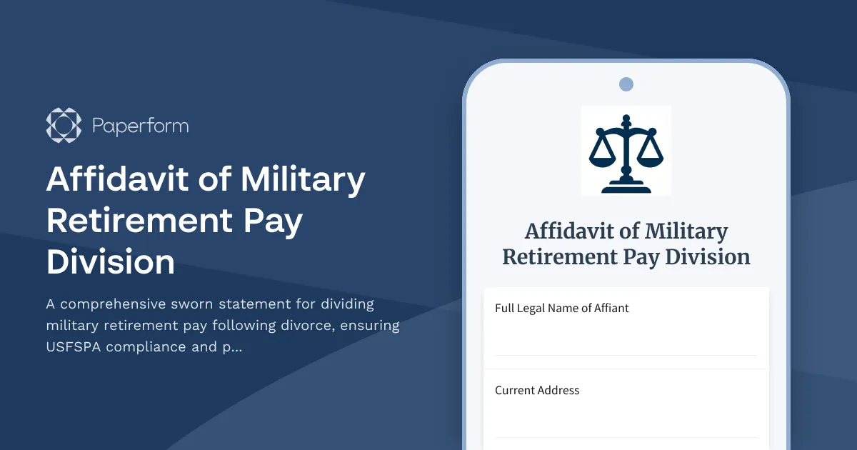 Affidavit of Military Retirement Pay Division