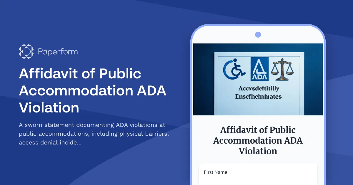 Affidavit of Public Accommodation ADA Violation