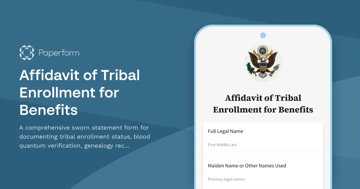 Affidavit of Tribal Enrollment for Benefits