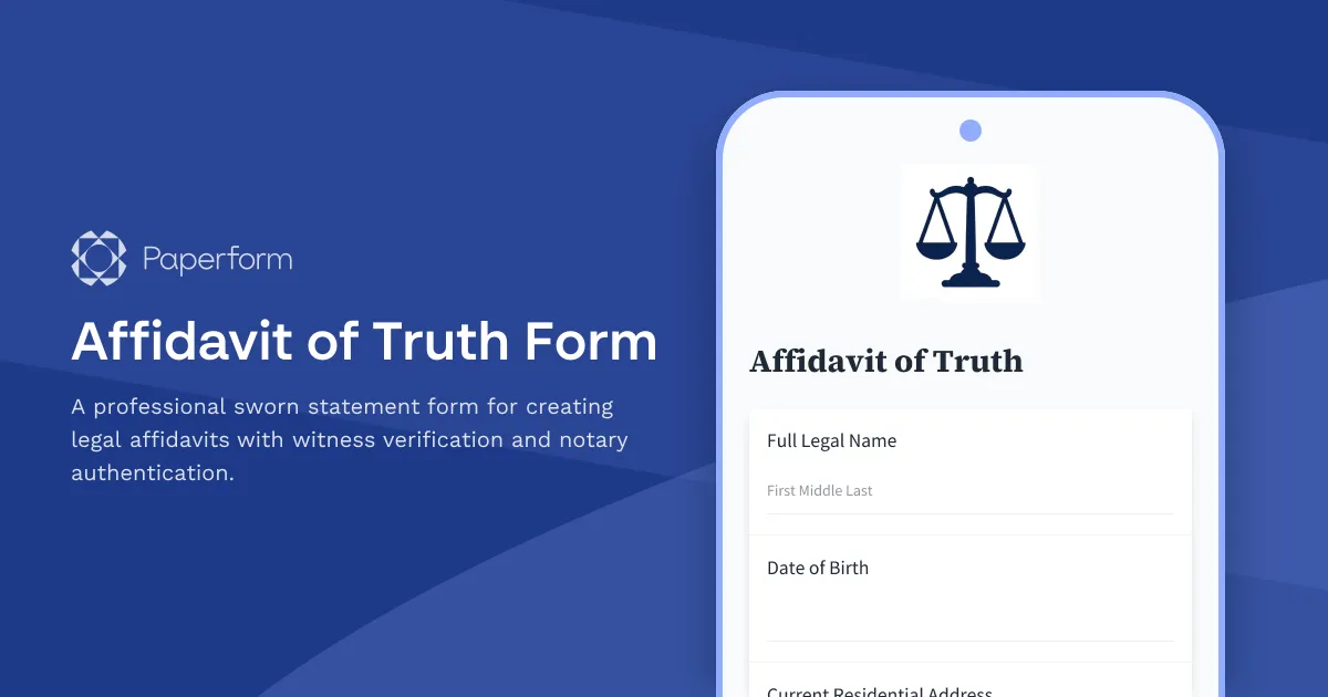 Affidavit of Truth Form