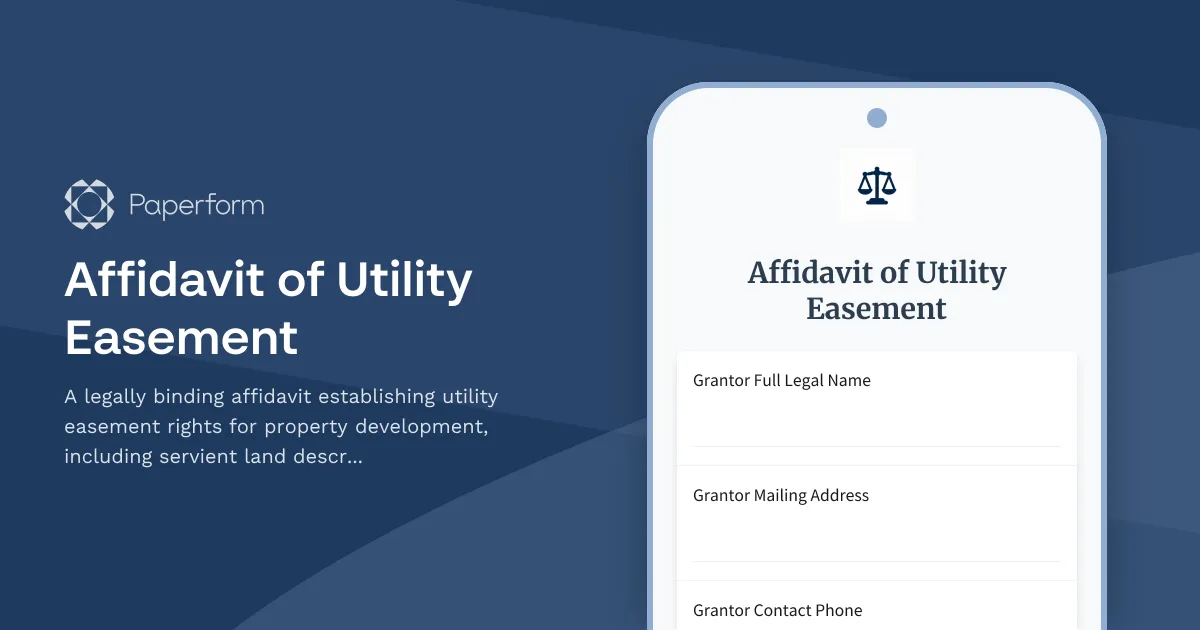 Affidavit of Utility Easement