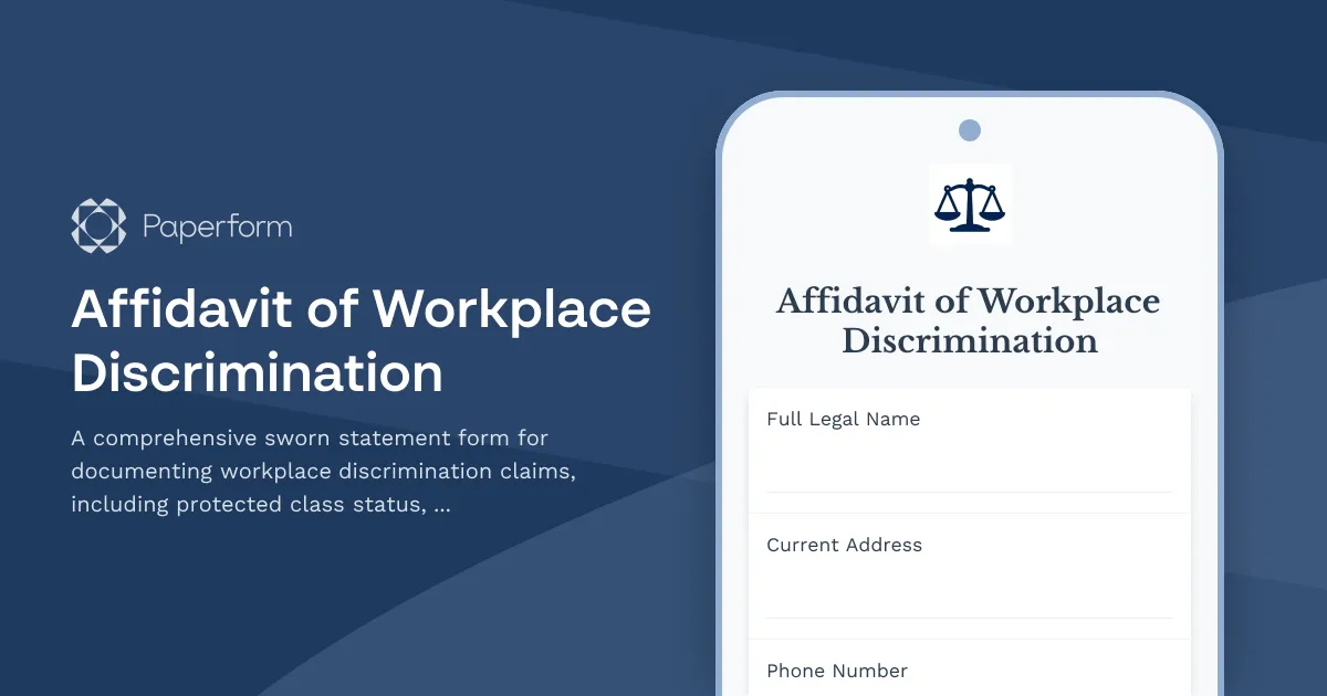 Affidavit of Workplace Discrimination